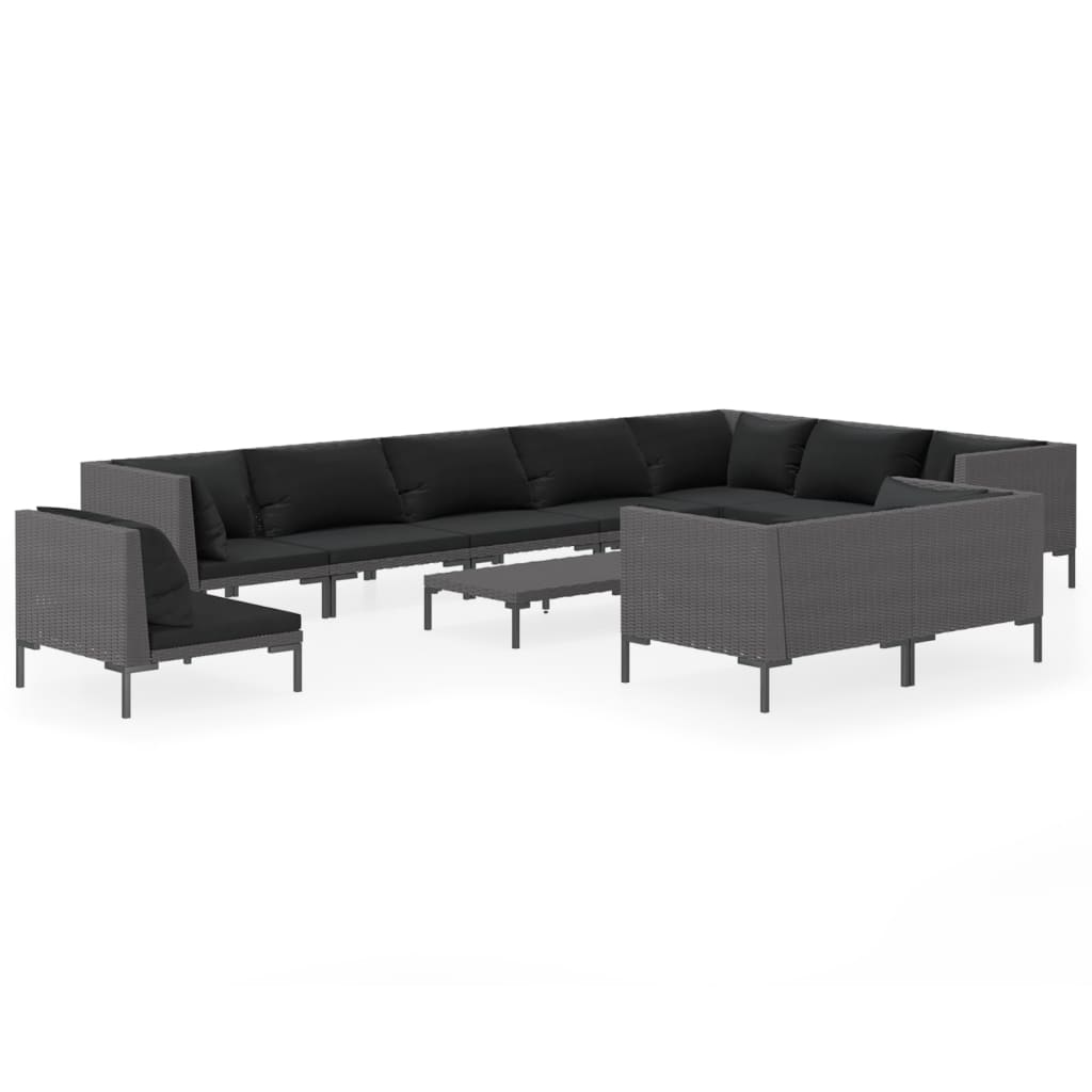 Garden Lounge Set Dark Grey Powder-coated steel Large