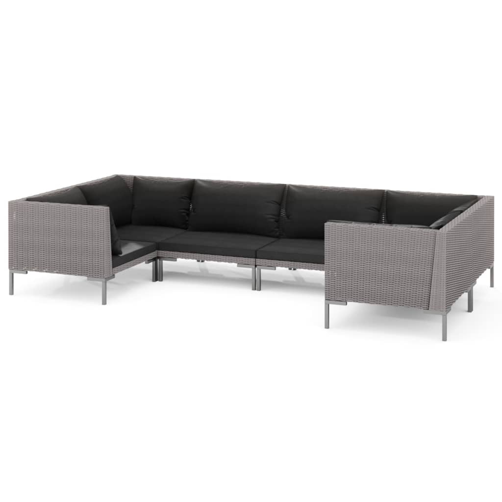 Garden Lounge Set Dark grey Powder-coated steel Large