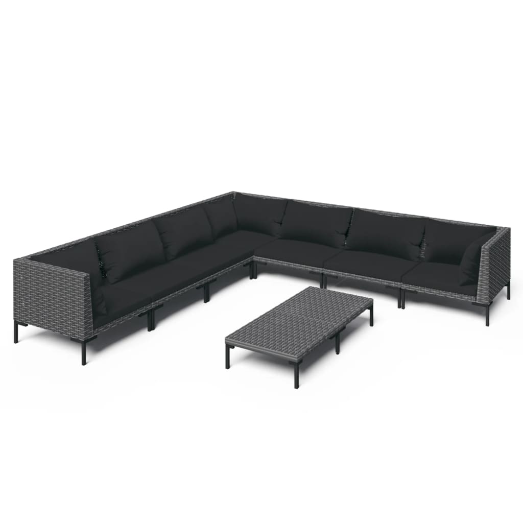 Garden Lounge Set Dark grey Powder-coated steel Large Durable