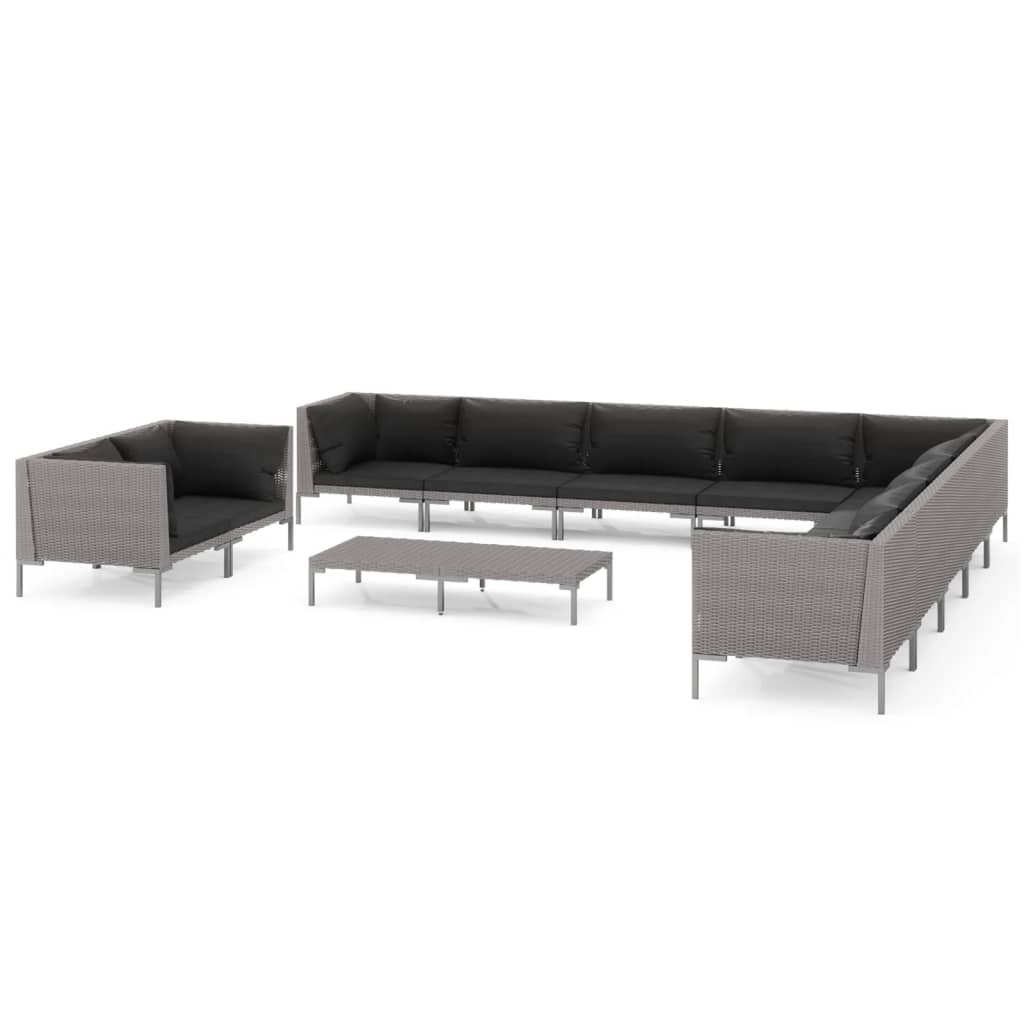 Garden Lounge Set Dark grey Powder-coated steel Large Durable