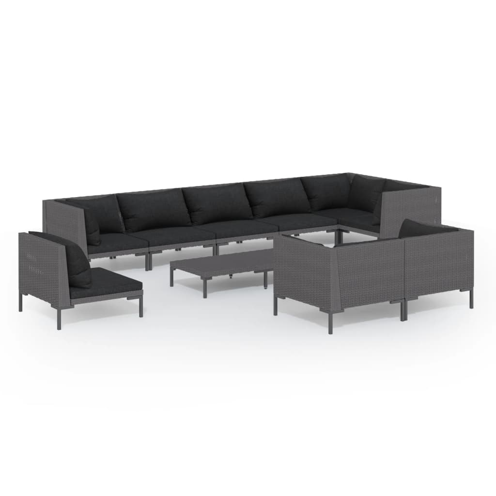 Garden Lounge Set Dark grey Powder-coated steel Large Modular