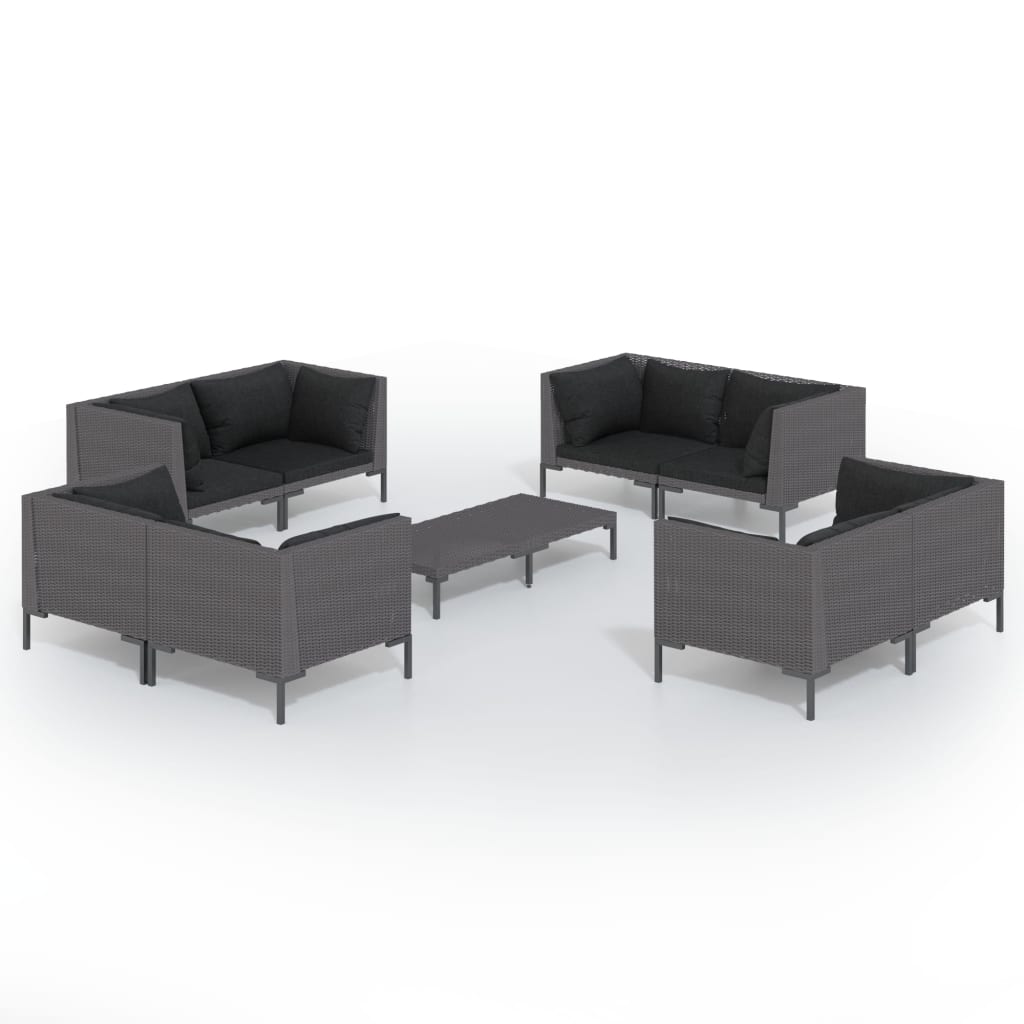 Garden Lounge Set Dark Grey Powder-coated steel Large Seats Many