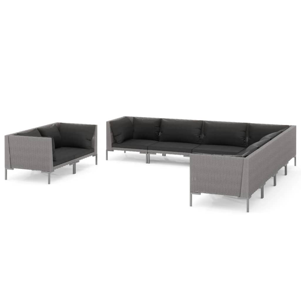 Garden Lounge Set Dark grey Powder-coated steel Large