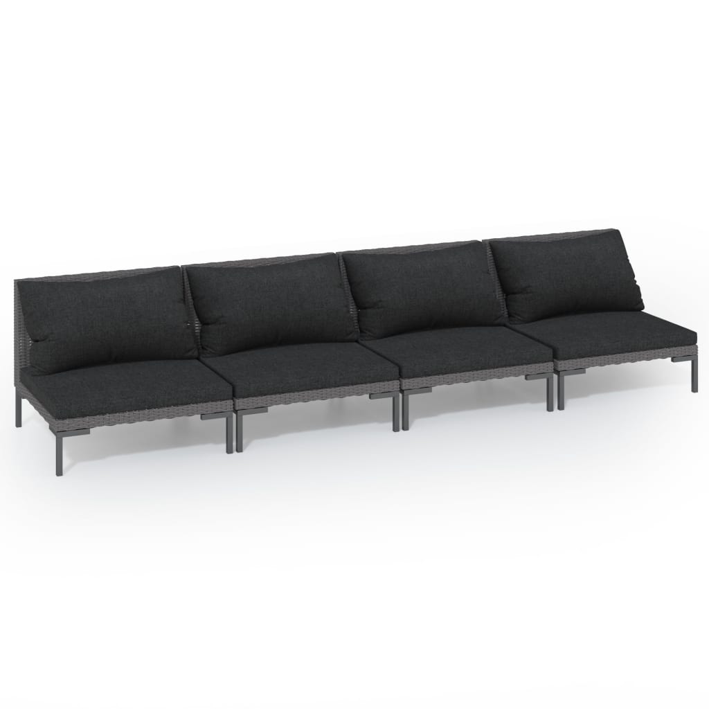 Garden Lounge Set Dark grey Powder-coated steel Standard