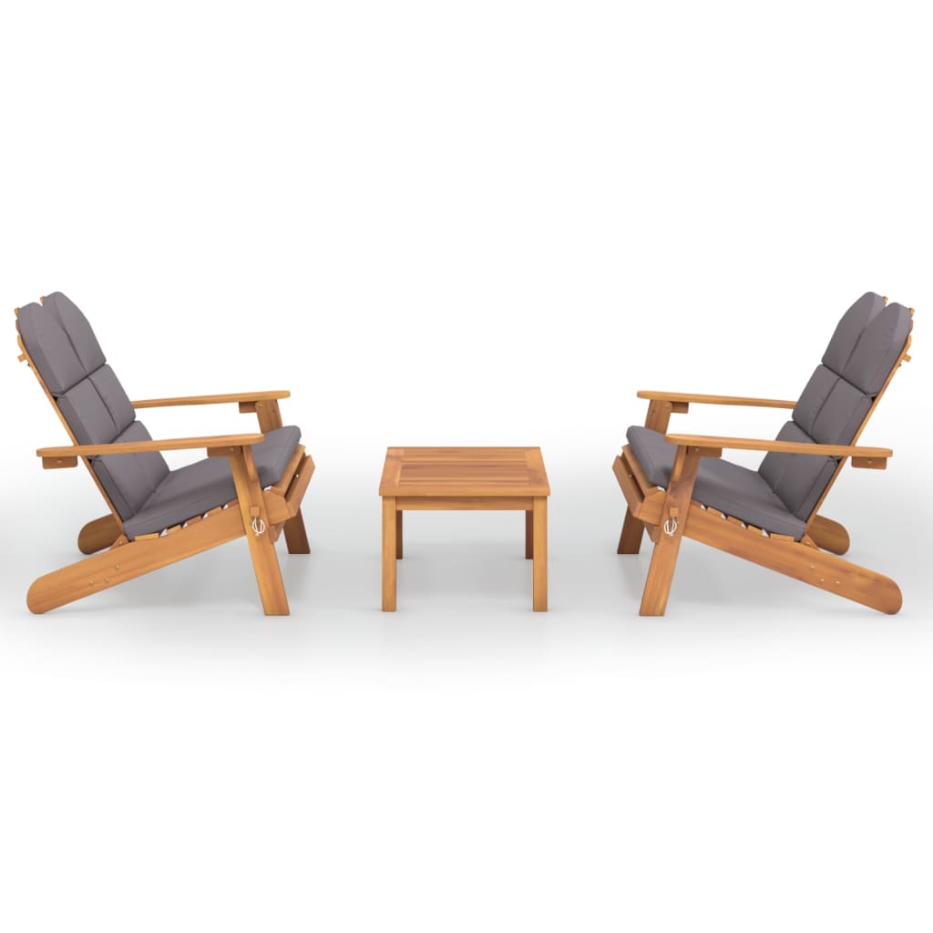 Garden Lounge Set Dark grey Solid Acacia wood, 100% polyester
