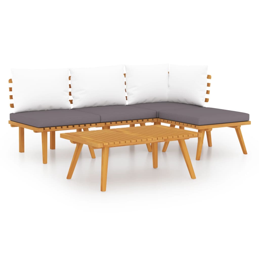 Garden Lounge Set Dark Grey Solid Acacia wood 5-piece set Modular