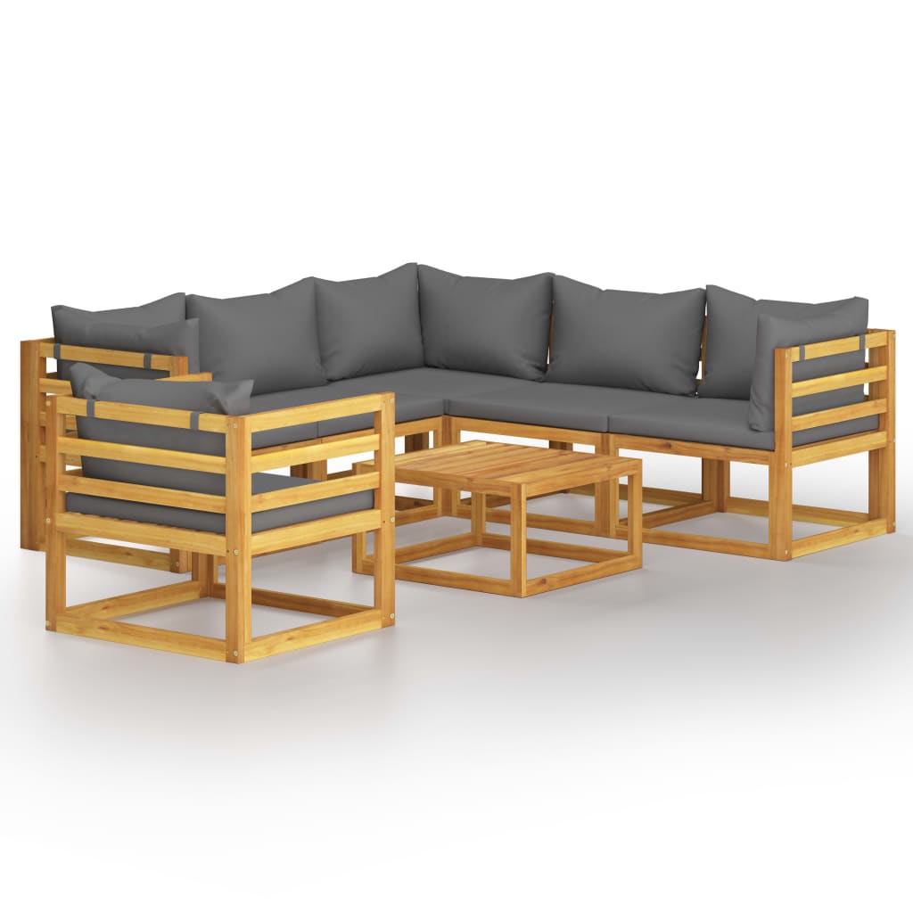 Garden Lounge Set Dark grey Solid acacia wood 7 Piece Set Modular