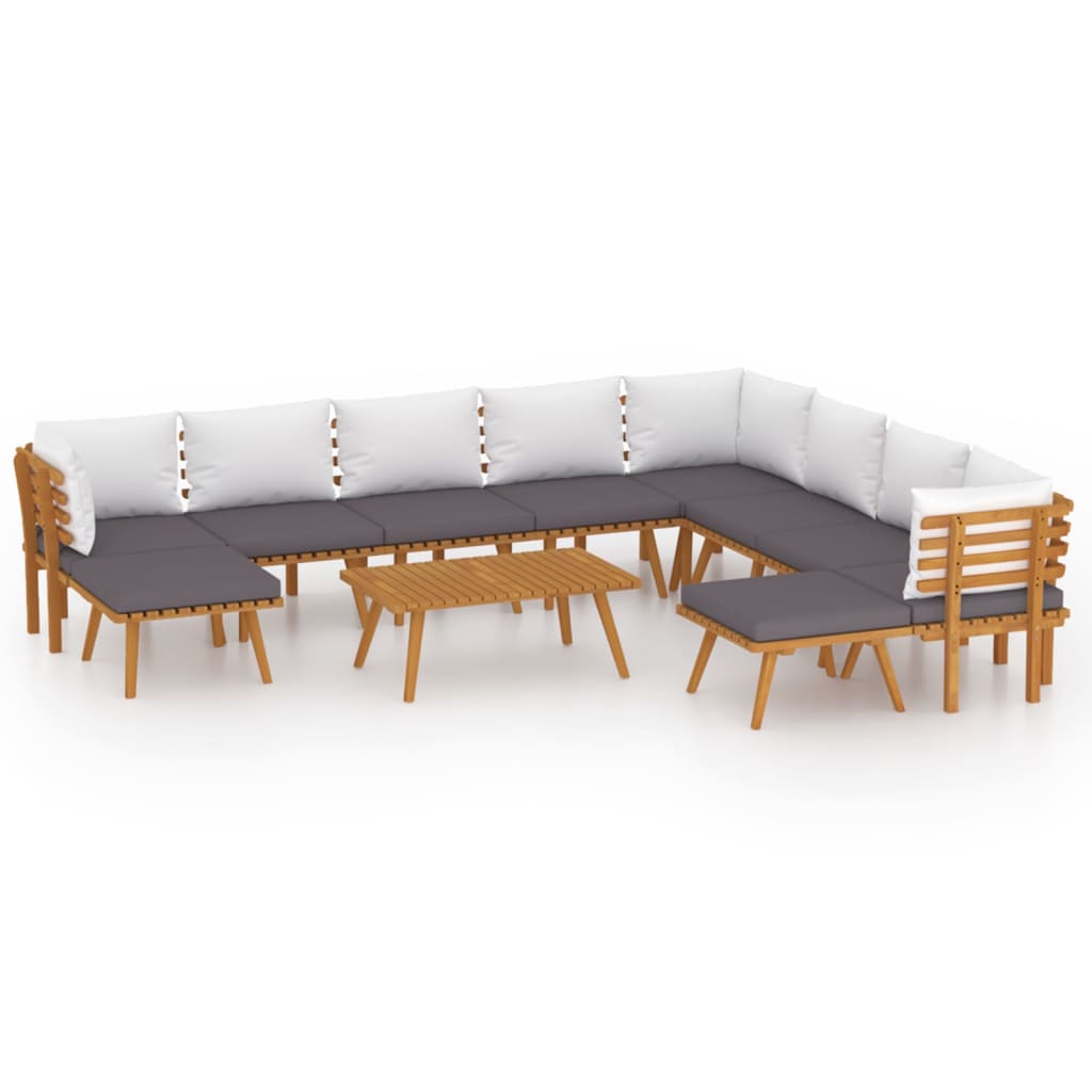 Garden Lounge Set Dark Grey Solid Acacia Wood Large Modular