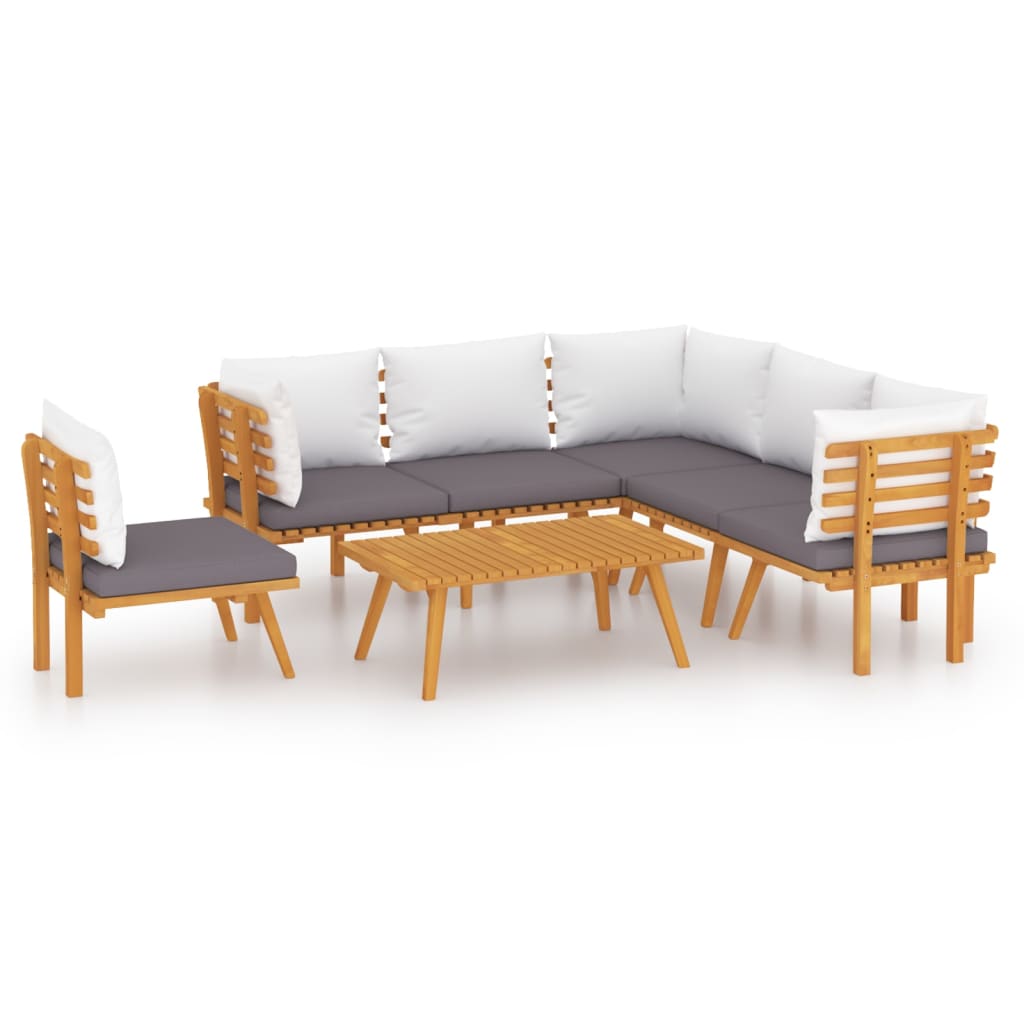 Garden Lounge Set Dark grey Solid Acacia wood Large Modular