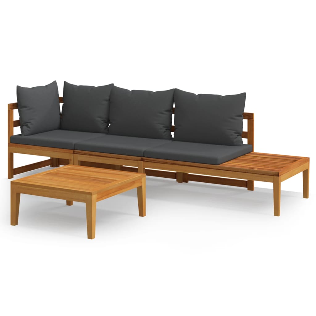Garden Lounge Set Dark Grey Solid Acacia Wood Large Modular