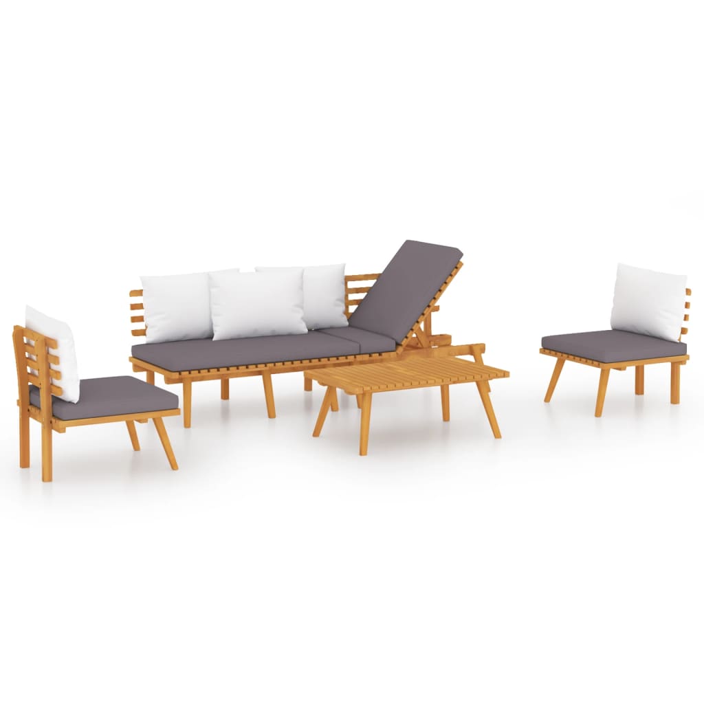 Garden Lounge Set Dark grey Solid acacia wood Medium Modular