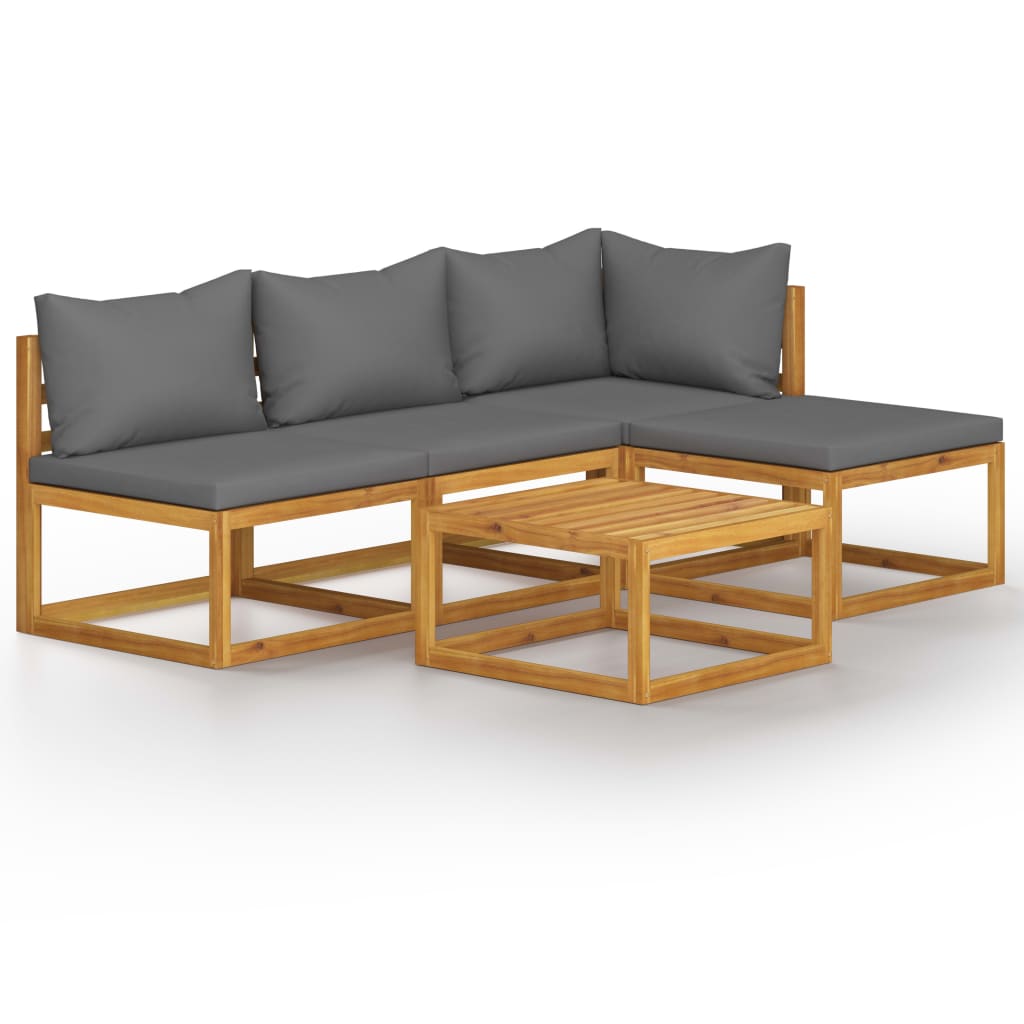Garden Lounge Set Dark grey Solid Acacia wood Modular, customizable
