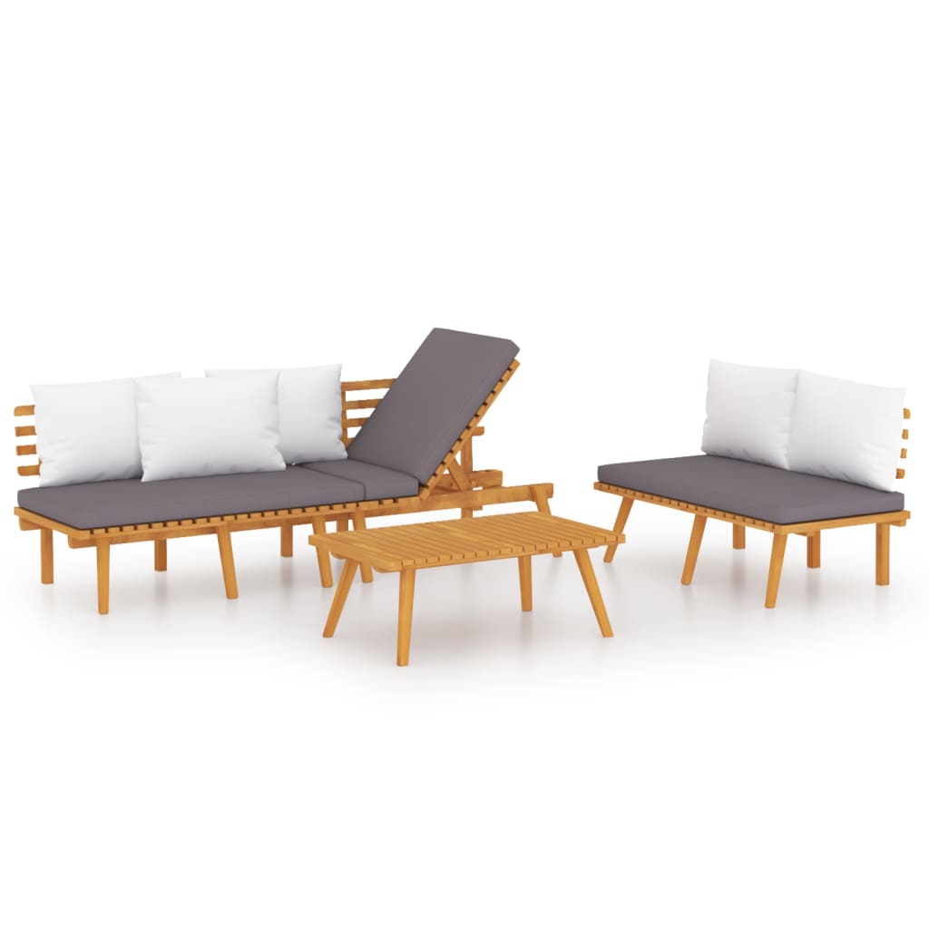 Garden Lounge Set Dark grey, White