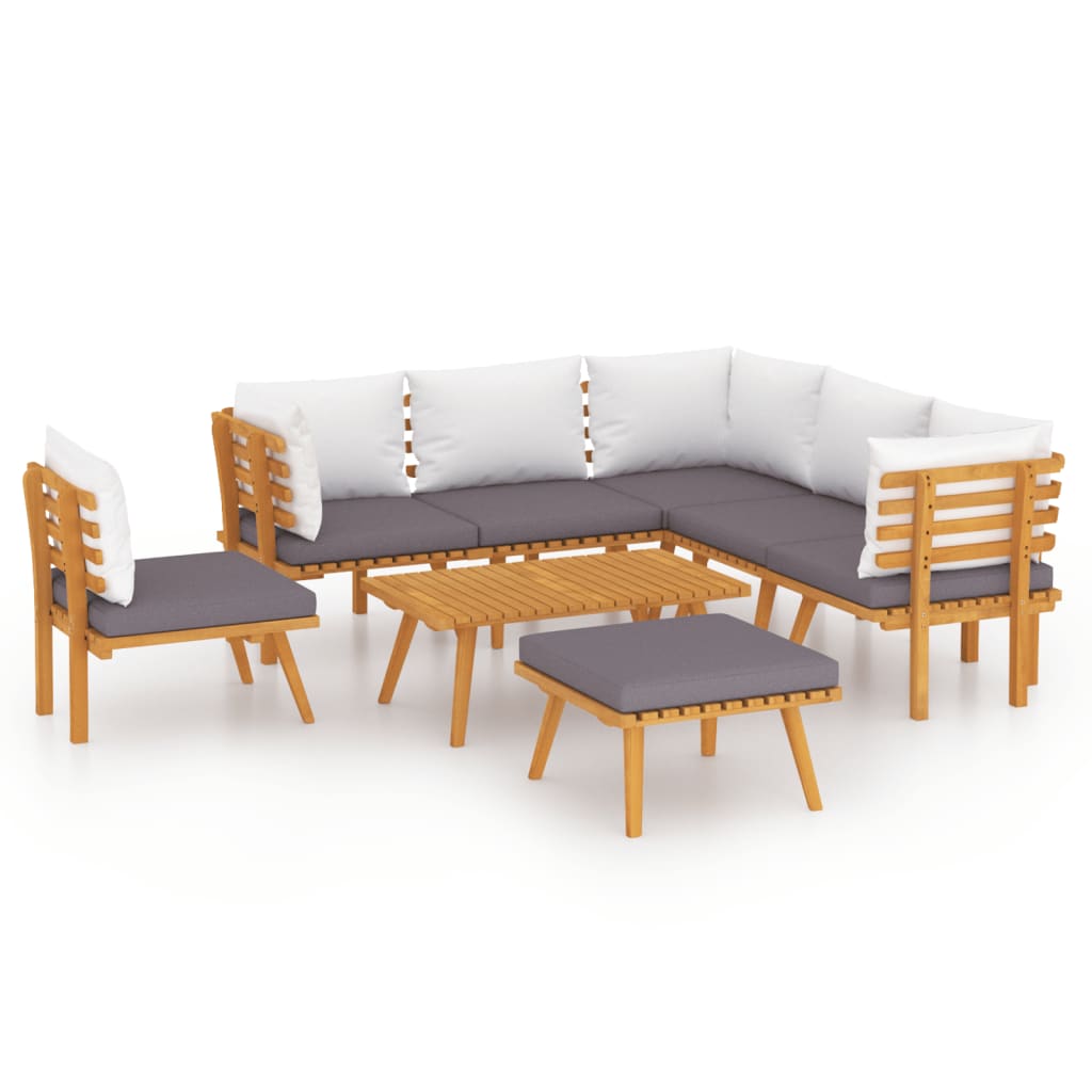 Garden Lounge Set Dark Grey, White