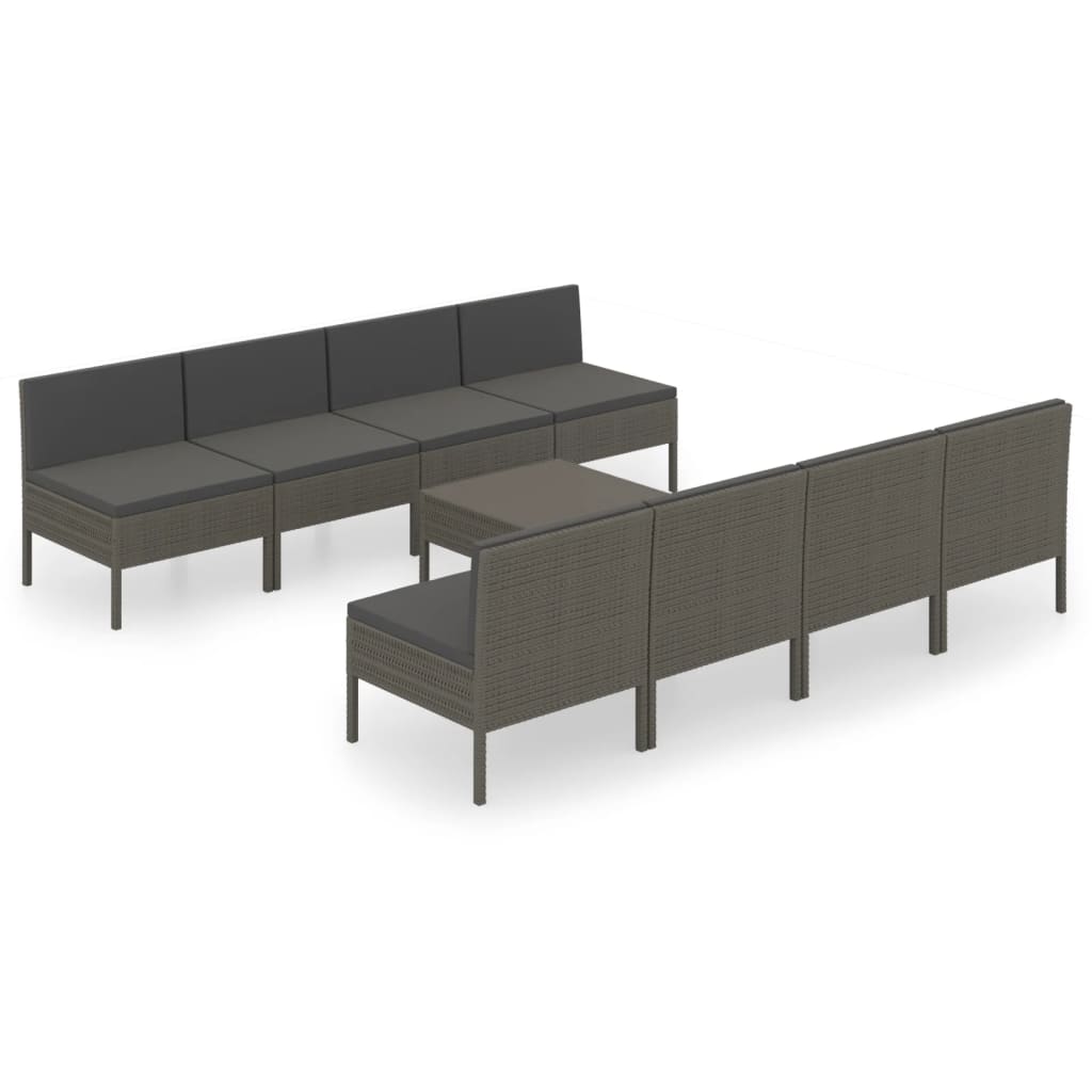 Garden Lounge Set Gray PE rattan Large Modular