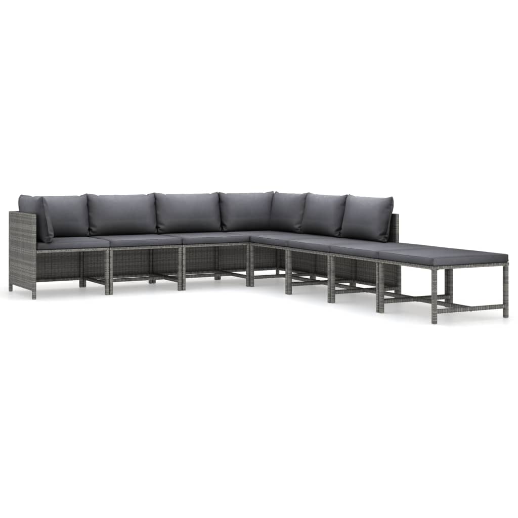 Garden Lounge Set Gray PE rattan Medium Modular
