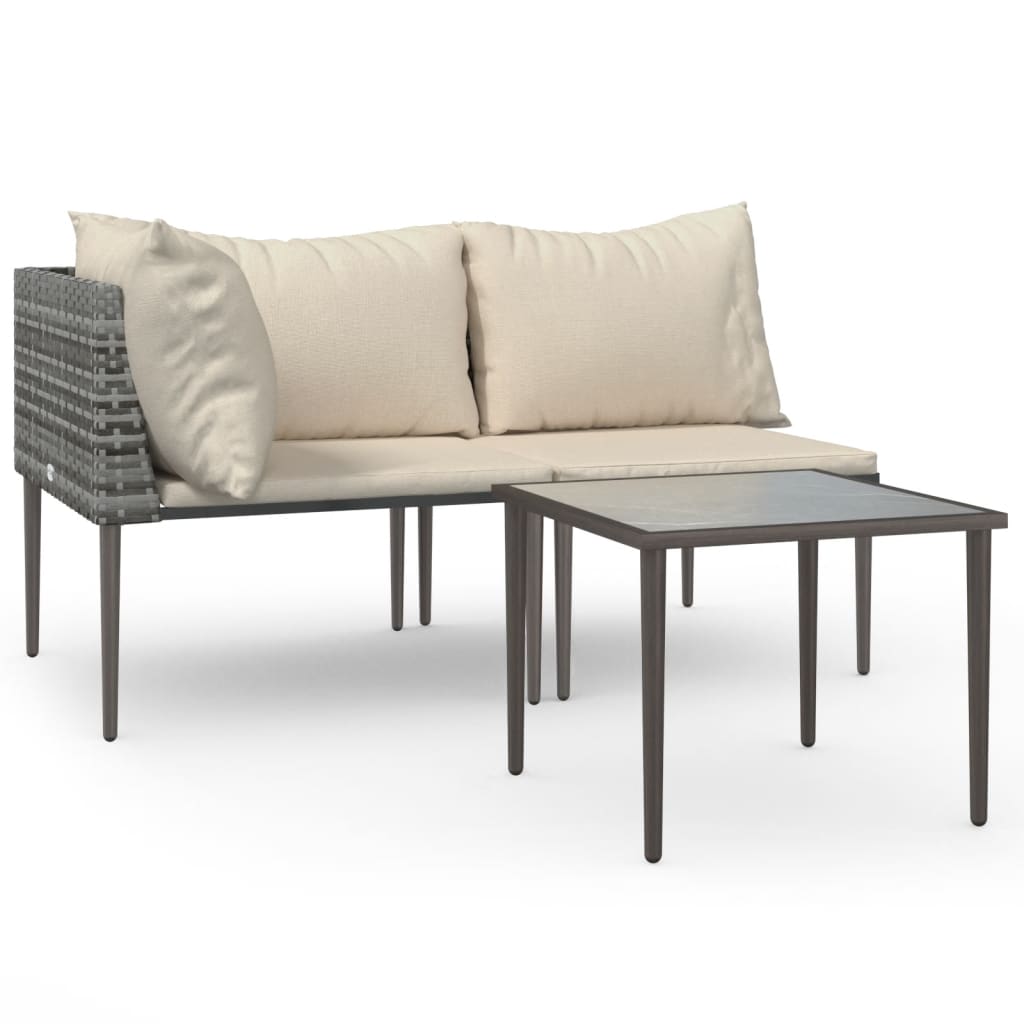 Garden Lounge Set Gray PE rattan, steel, polyester Medium Modular