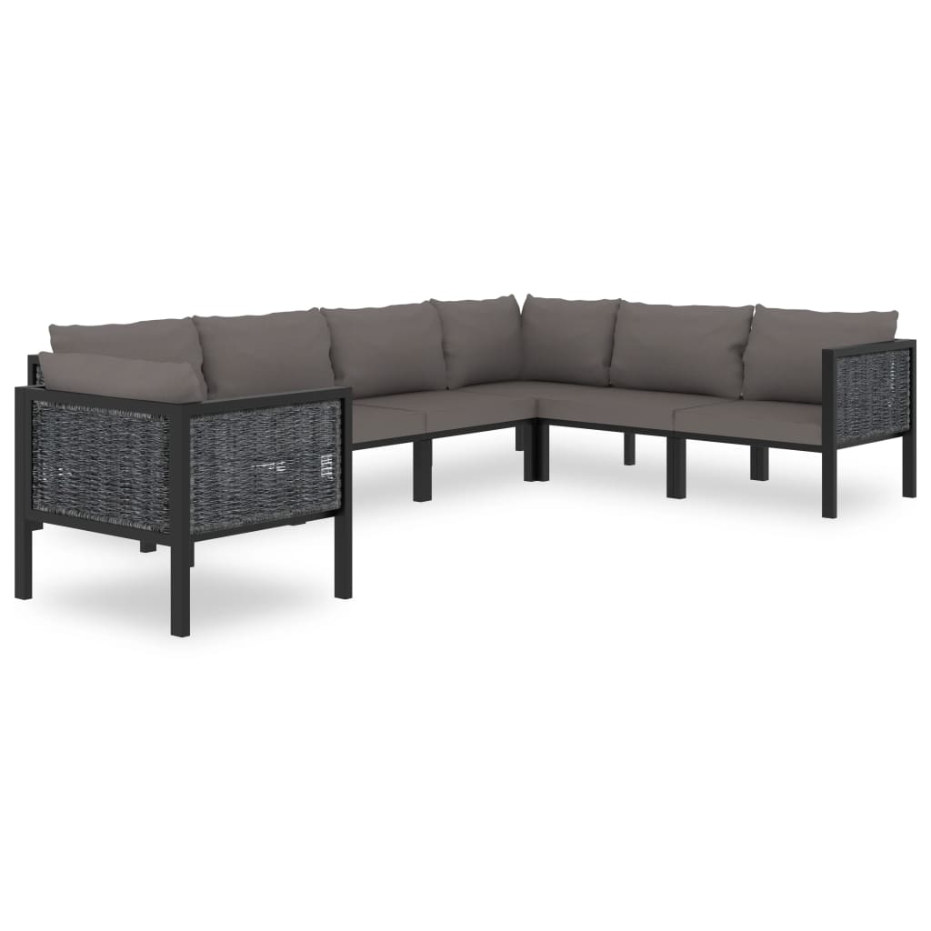 Garden Lounge Set Gray Poly Rattan Large Modular Stylish