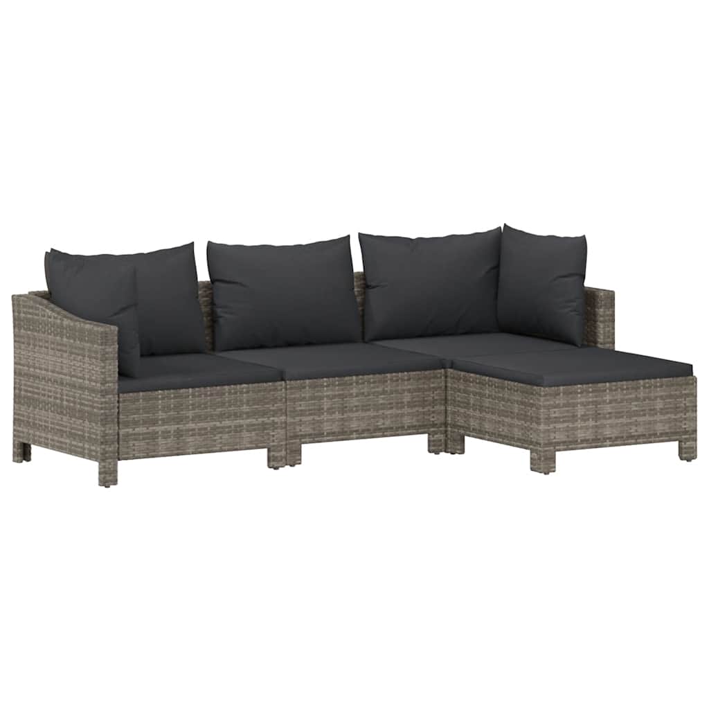 Garden Lounge Set Gray Poly rattan Medium Durable