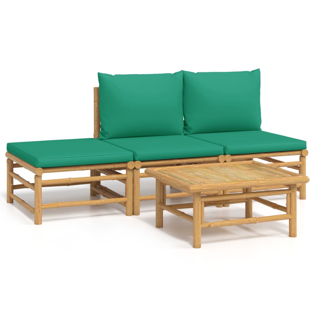 Garden Lounge Set Green, Natural Bamboo Bamboo Medium Modular