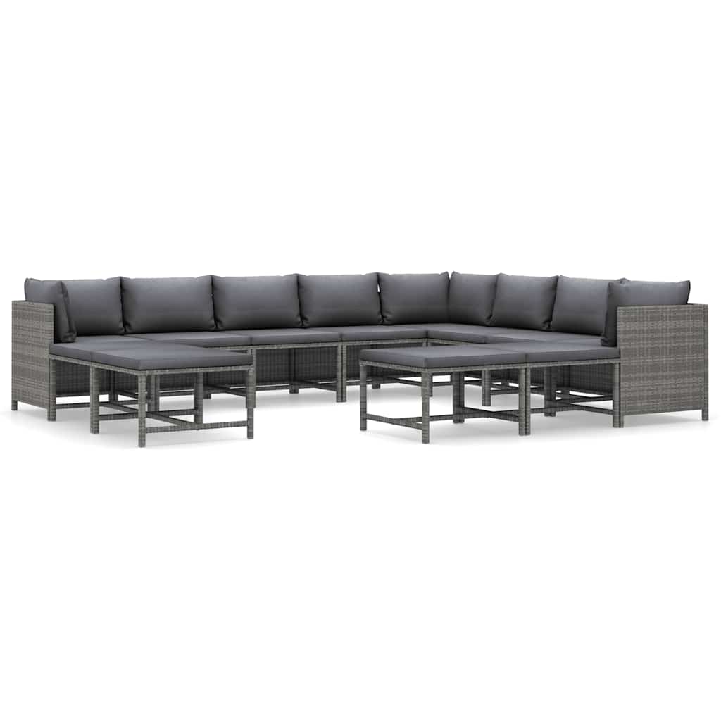 Garden Lounge Set Grey and Anthracite PE rattan 12 Piece Set