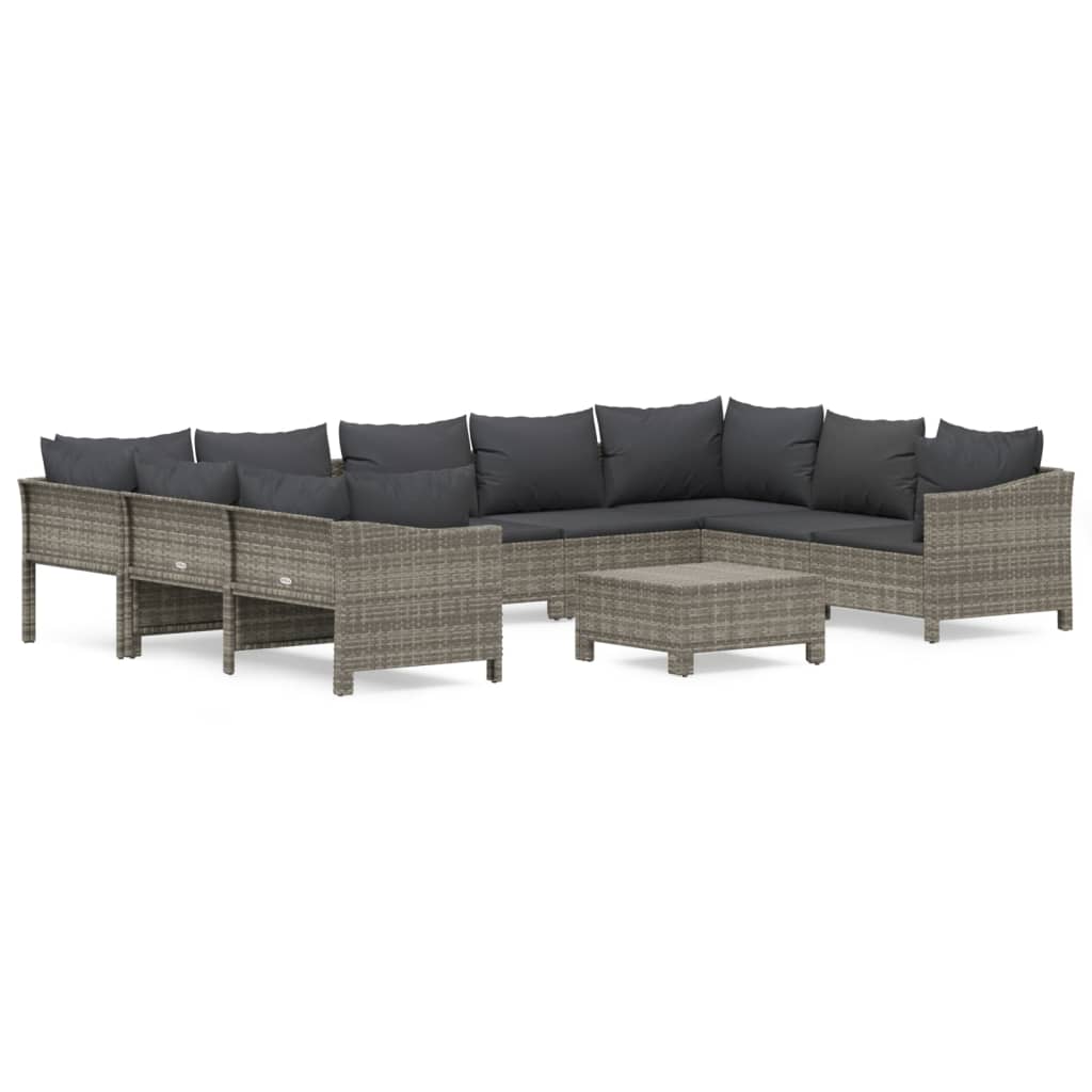 Garden Lounge Set Grey PE Rattan 10 Piece Set Modular