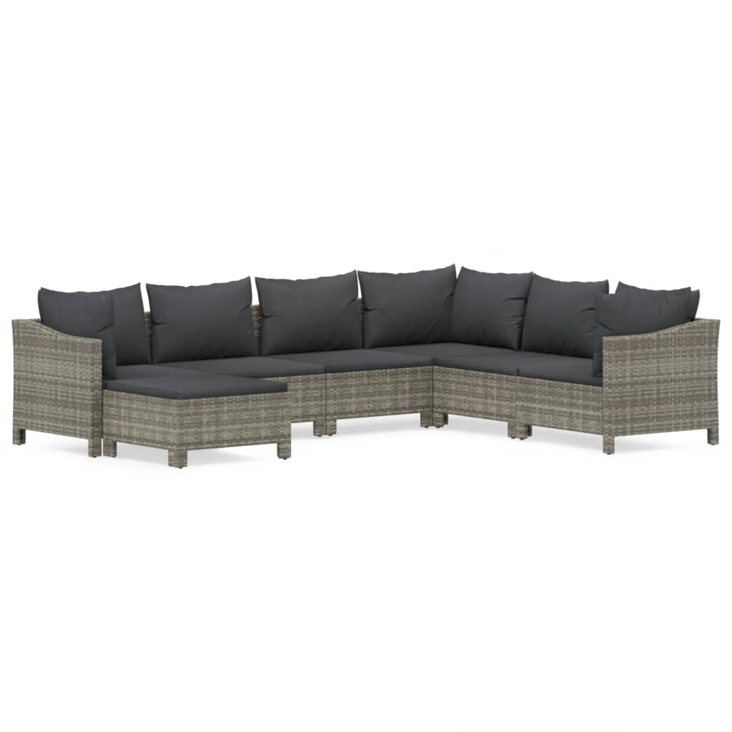 Garden Lounge Set Grey PE rattan 7 Piece Set Modular