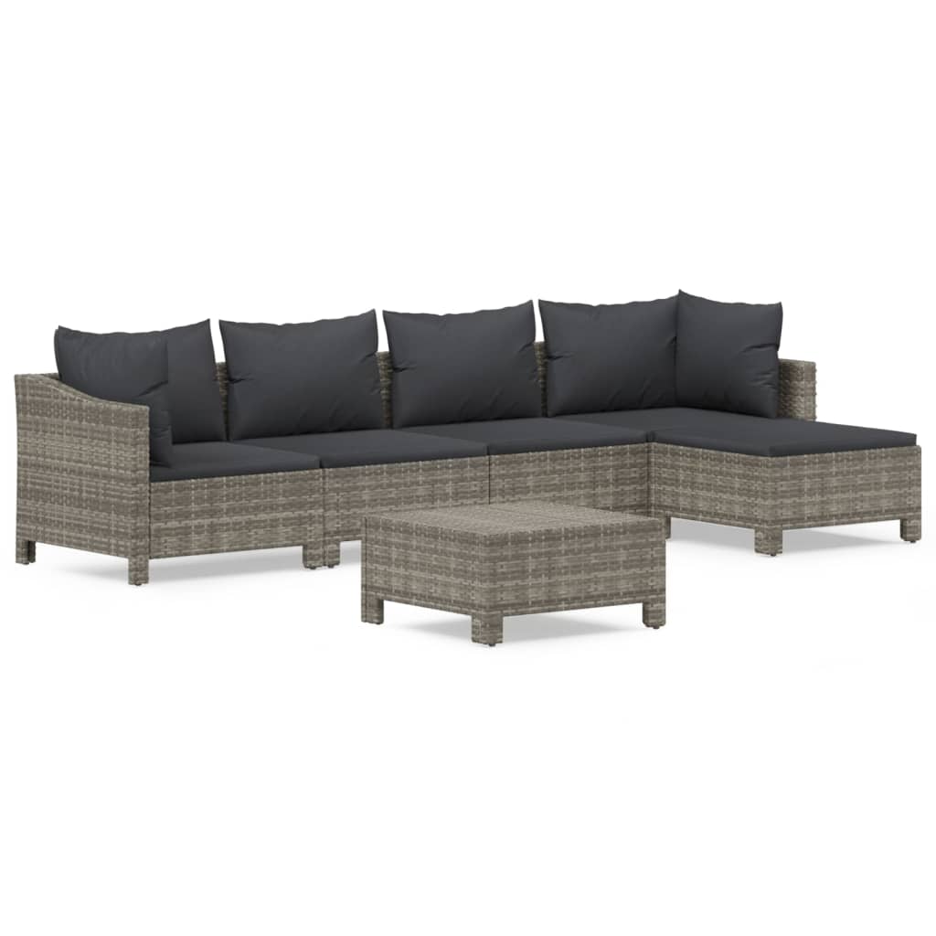 Garden Lounge Set Grey PE rattan Large Adjustable Armrests