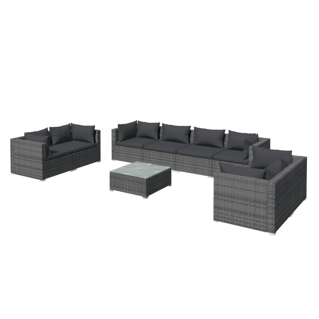 Garden Lounge Set Grey PE rattan Large Modular