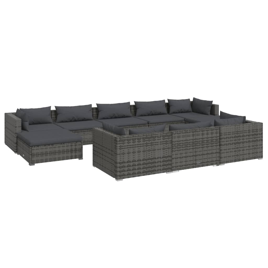 Garden Lounge Set Grey PE Rattan Large Modular