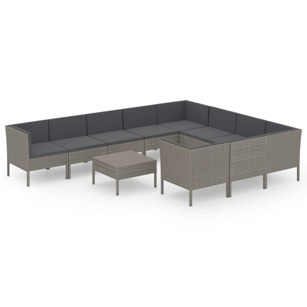 Garden Lounge Set Grey PE rattan Large Modular