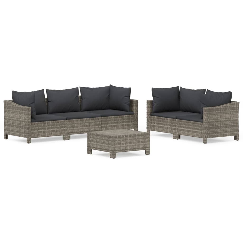 Garden Lounge Set Grey PE Rattan, Powder-Coated Steel Large