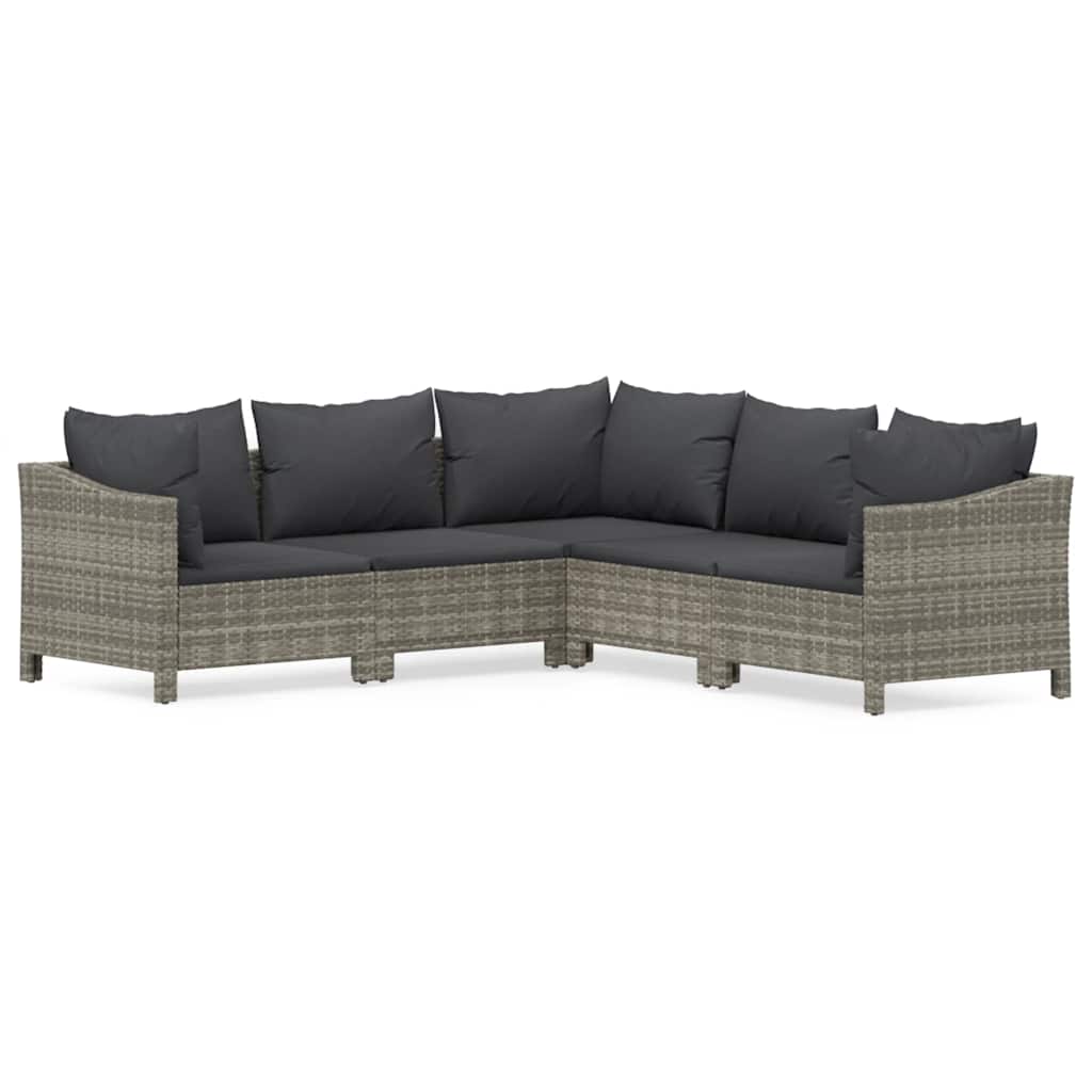 Garden Lounge Set Grey PE rattan, powder-coated steel Large