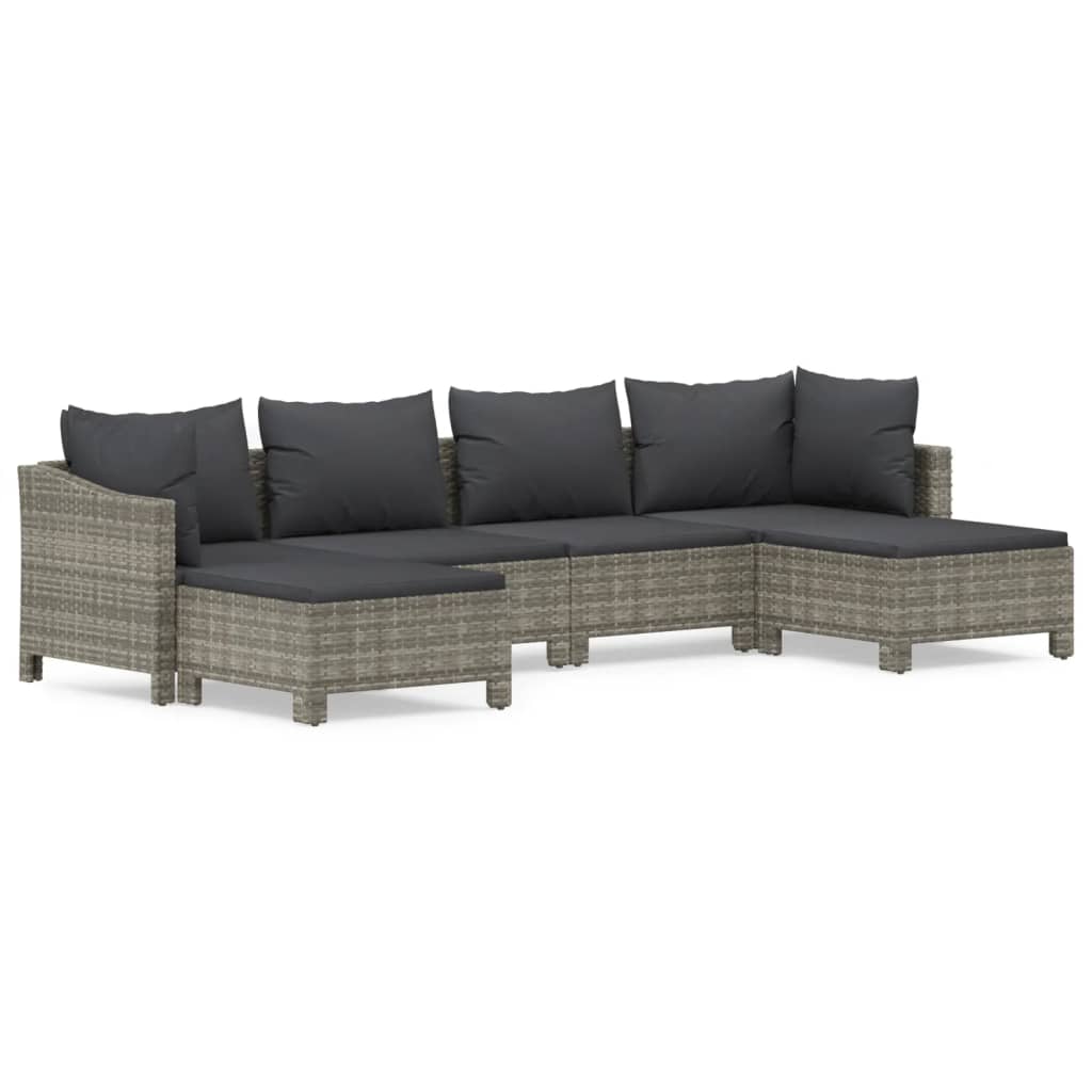 Garden Lounge Set Grey PE rattan, powder-coated steel Medium