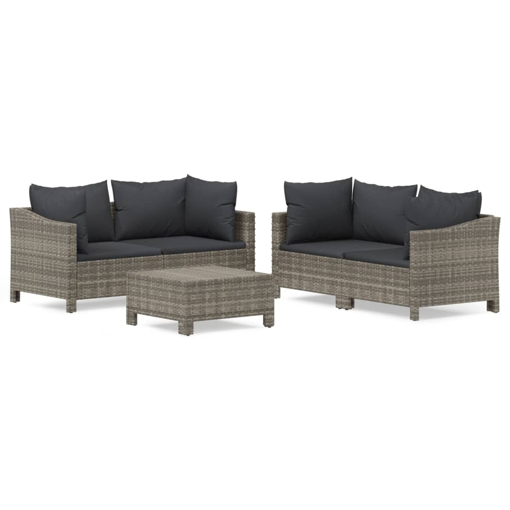 Garden Lounge Set Grey PE rattan, Powder-coated steel Modular