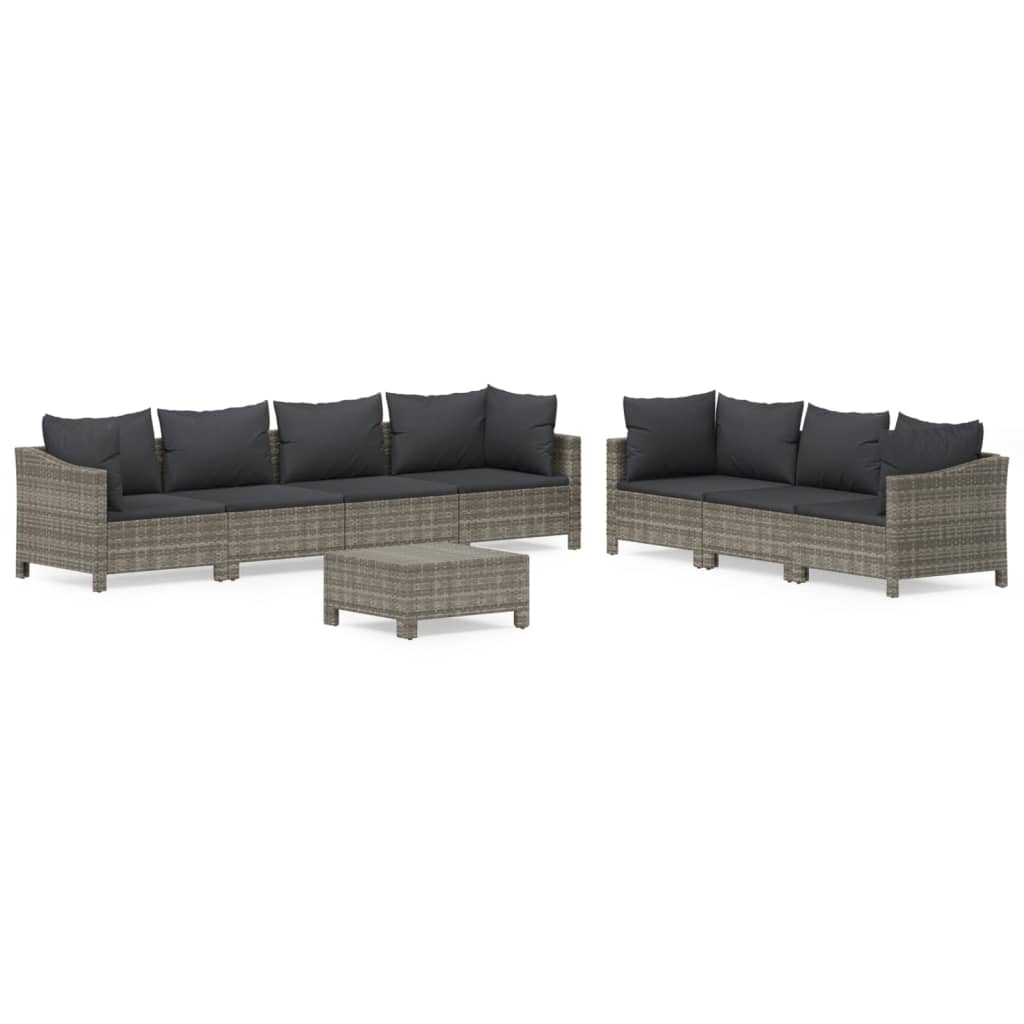 Garden Lounge Set Grey PE rattan, Powder-coated steel Modular