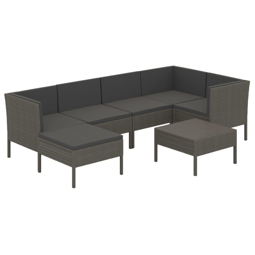 Garden Lounge Set Grey PE rattan, powder-coated steel, polyester