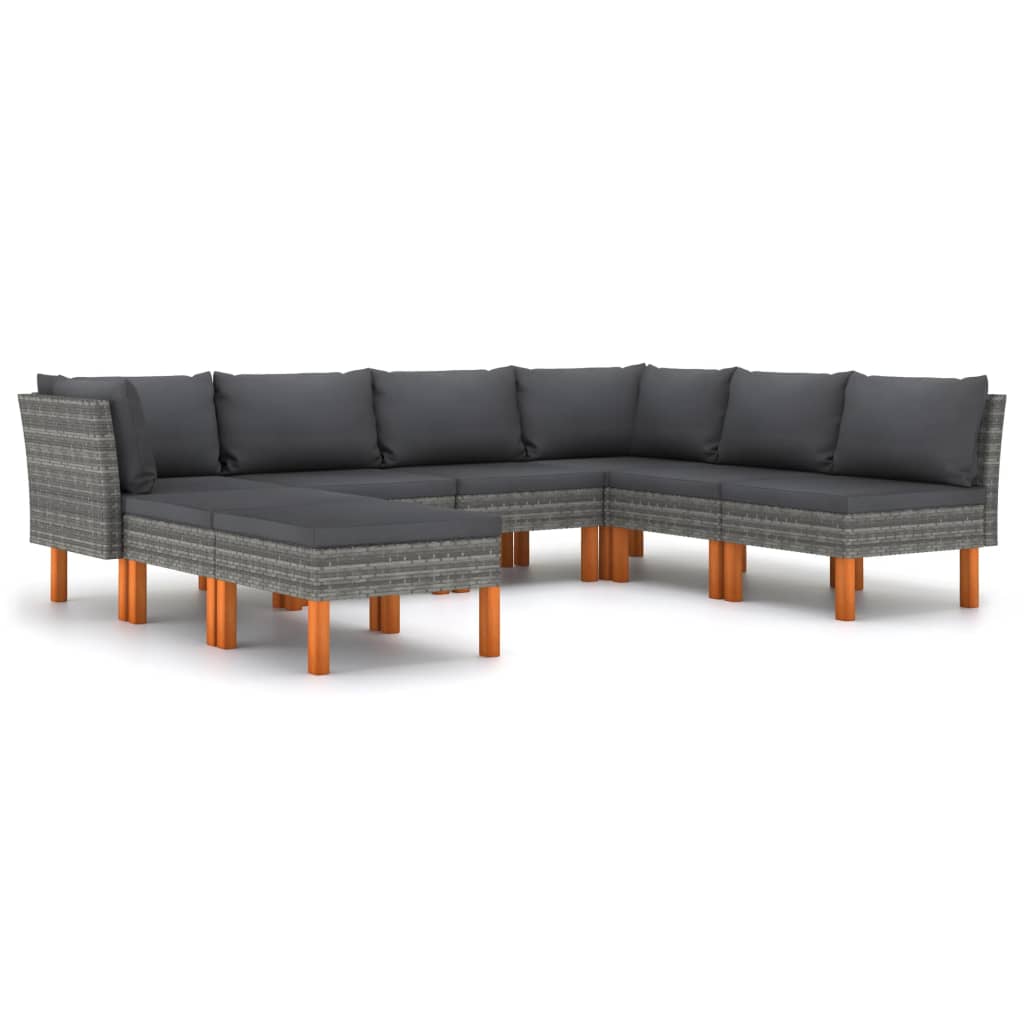 Garden Lounge Set Grey PE Rattan Standard Modular