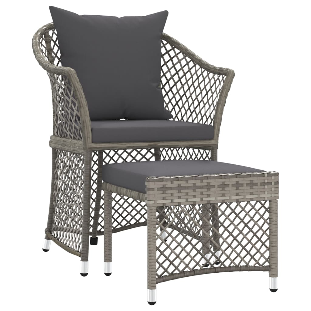 Garden Lounge Set Grey PE rattan, steel Small Garden Lounge Set
