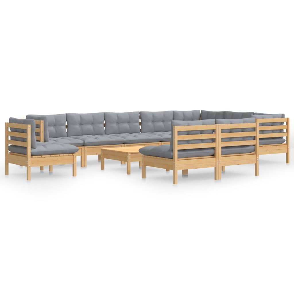 Garden Lounge Set Grey, Pinewood