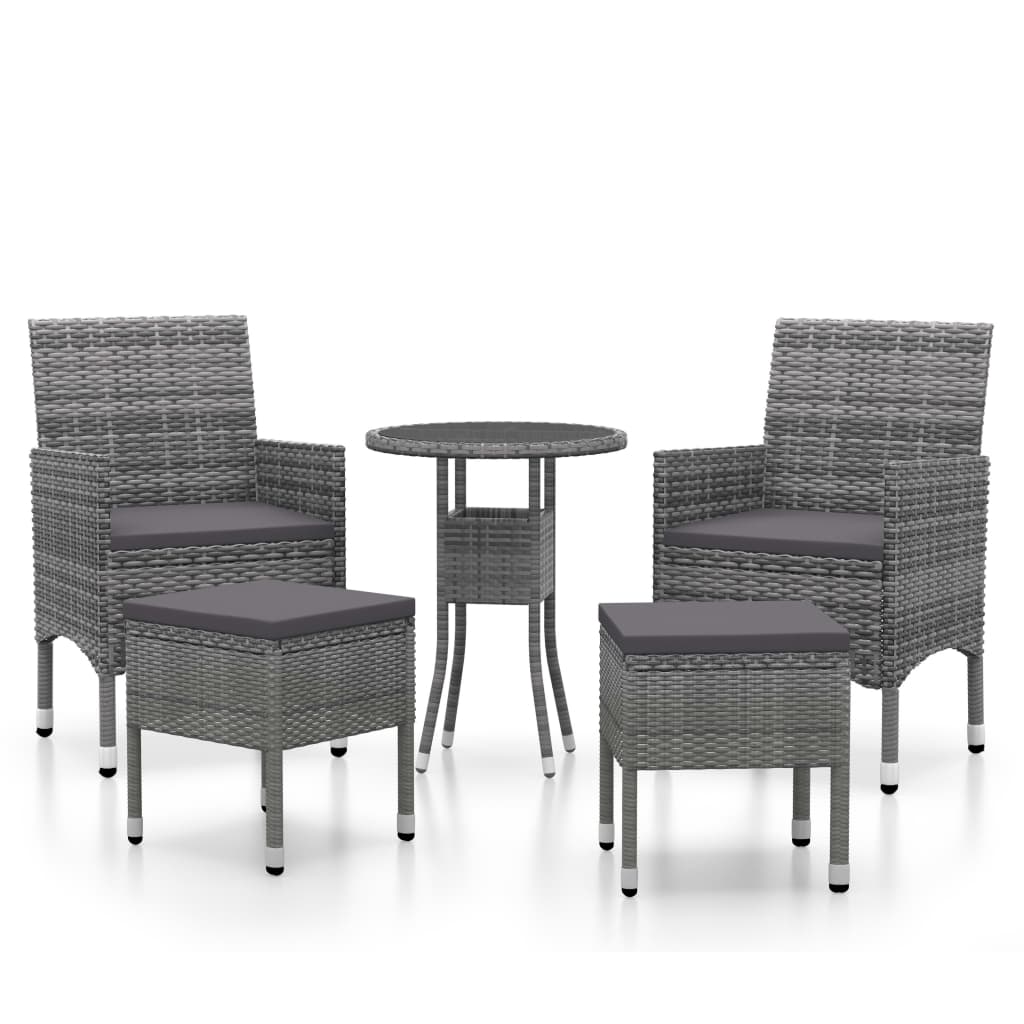 Garden Lounge Set Grey Poly Rattan Medium Durable
