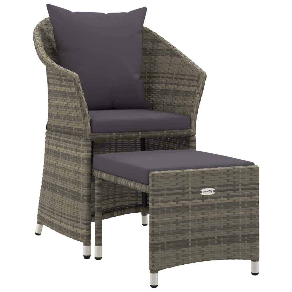 Garden Lounge Set Grey Poly rattan, steel Medium Removable Covers