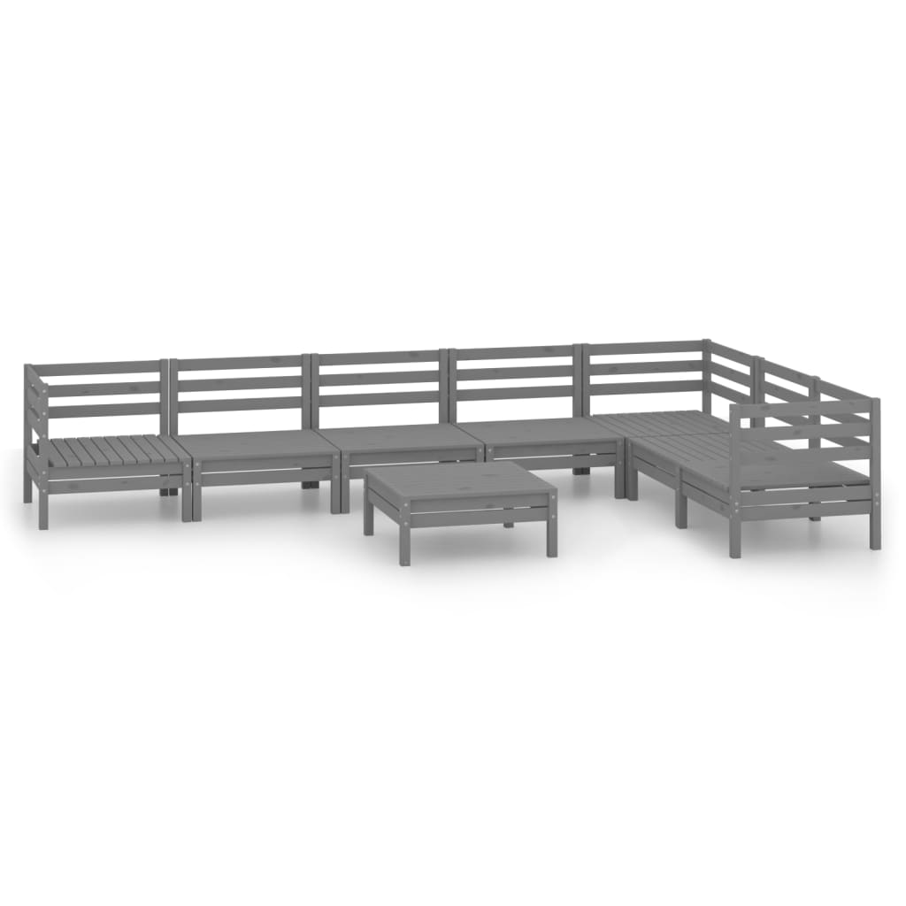 Garden Lounge Set Grey Solid Pine Wood Modular Garden Lounge Set