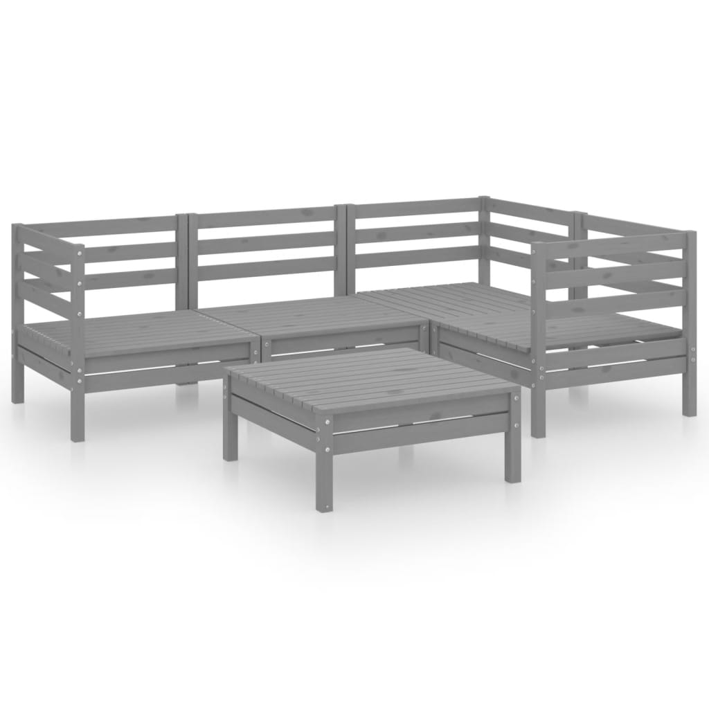 Garden Lounge Set Grey Solid pine wood Standard Modular