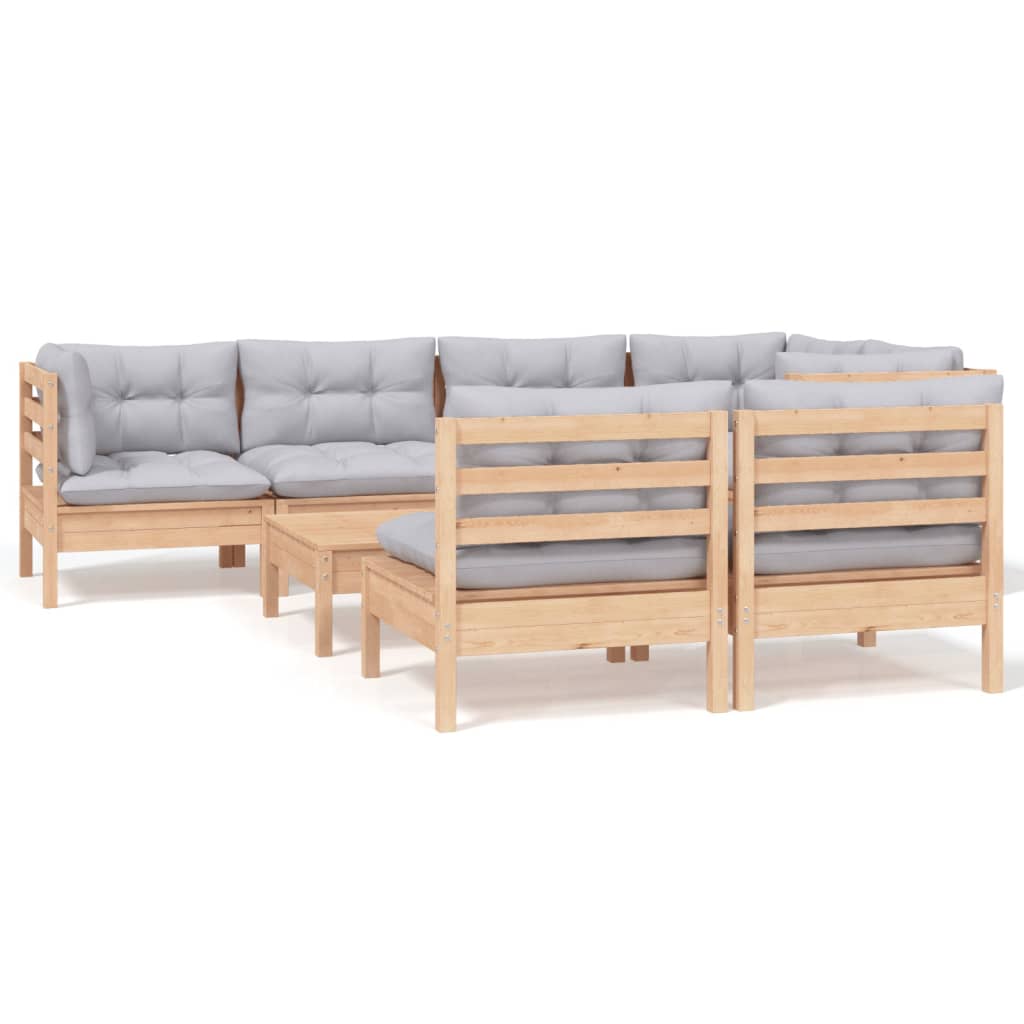 Garden Lounge Set Grey Solid pinewood, fabric (100% polyester)