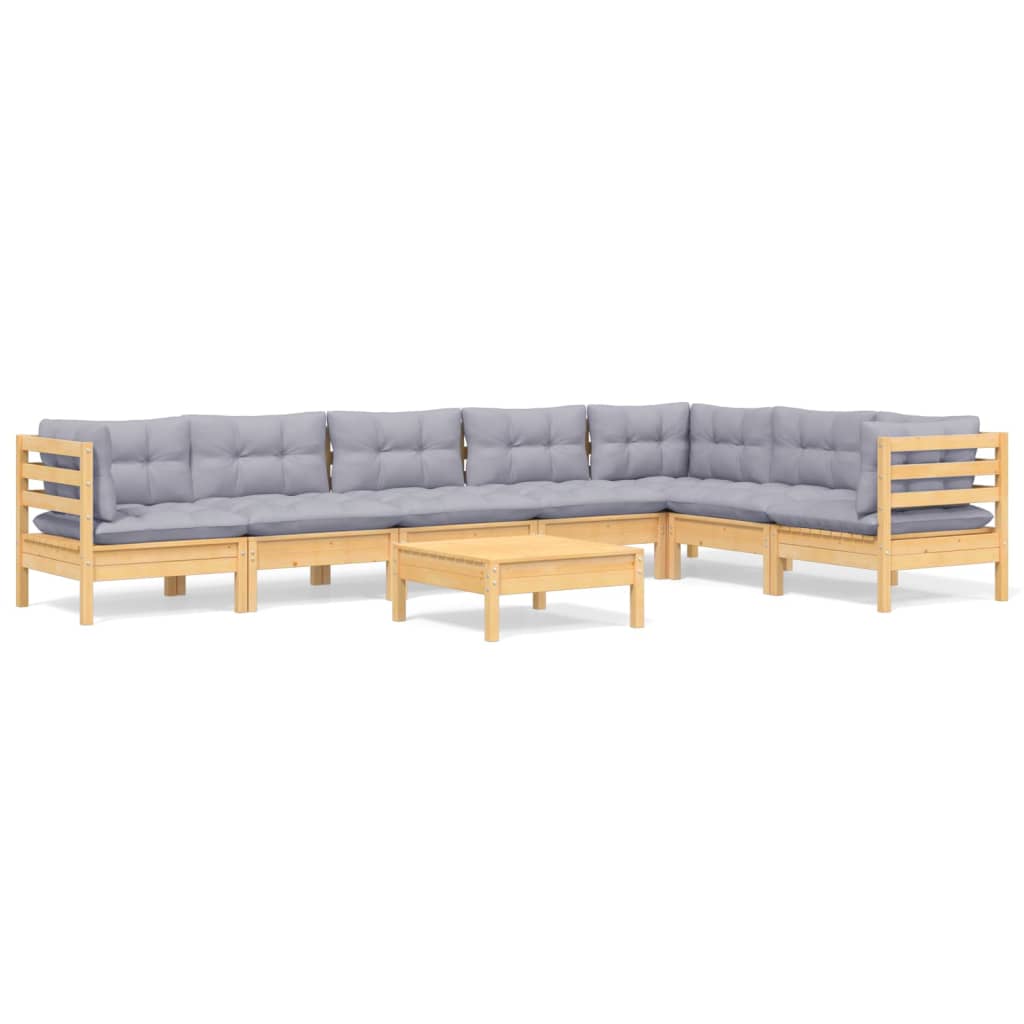 Garden Lounge Set Grey Solid pinewood, fabric (100% polyester)