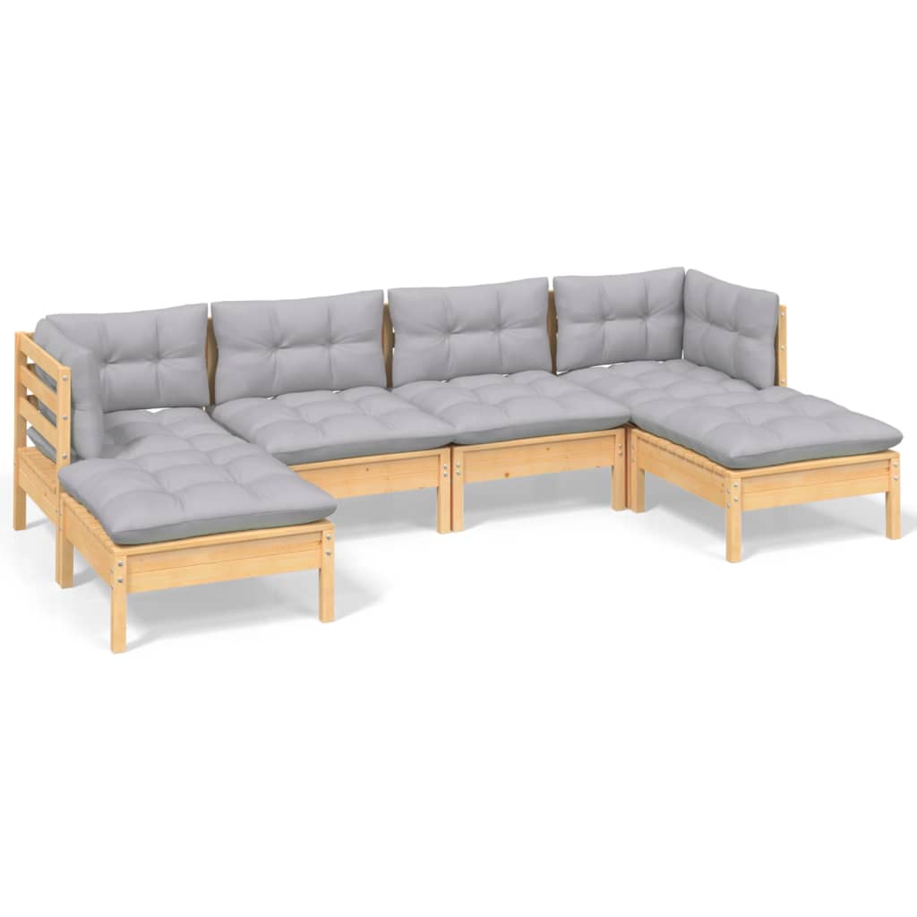 Garden Lounge Set Grey Solid pinewood Large Modular