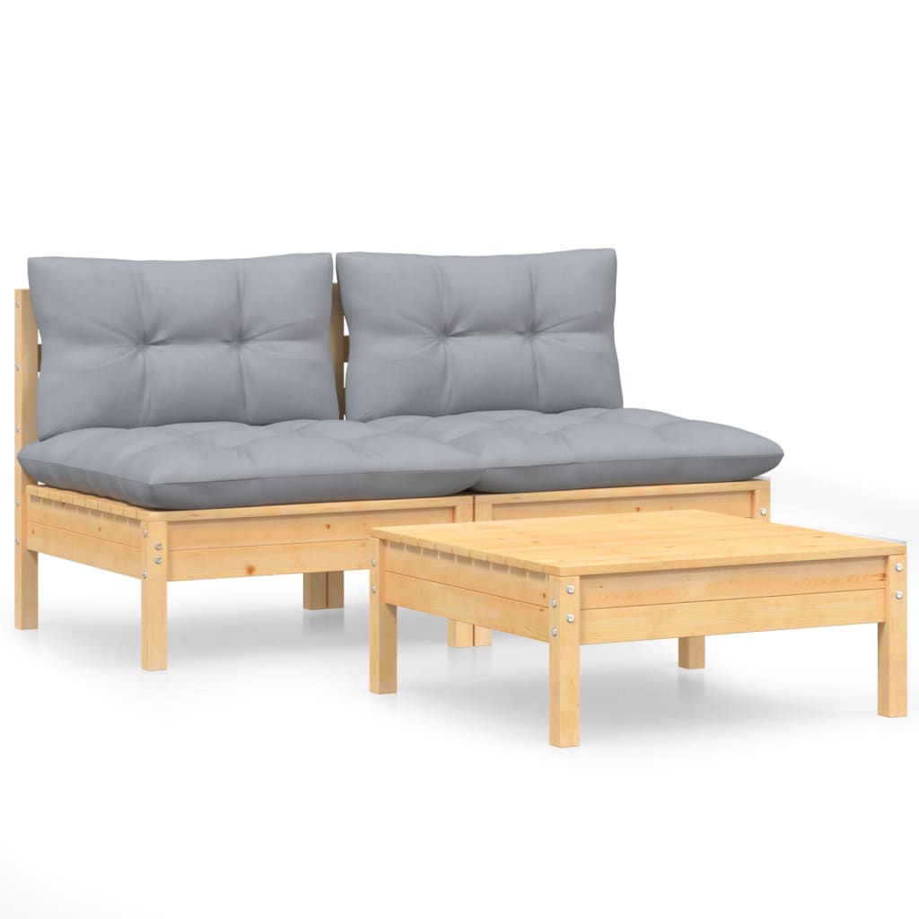 Garden Lounge Set Grey Solid pinewood Medium Modular