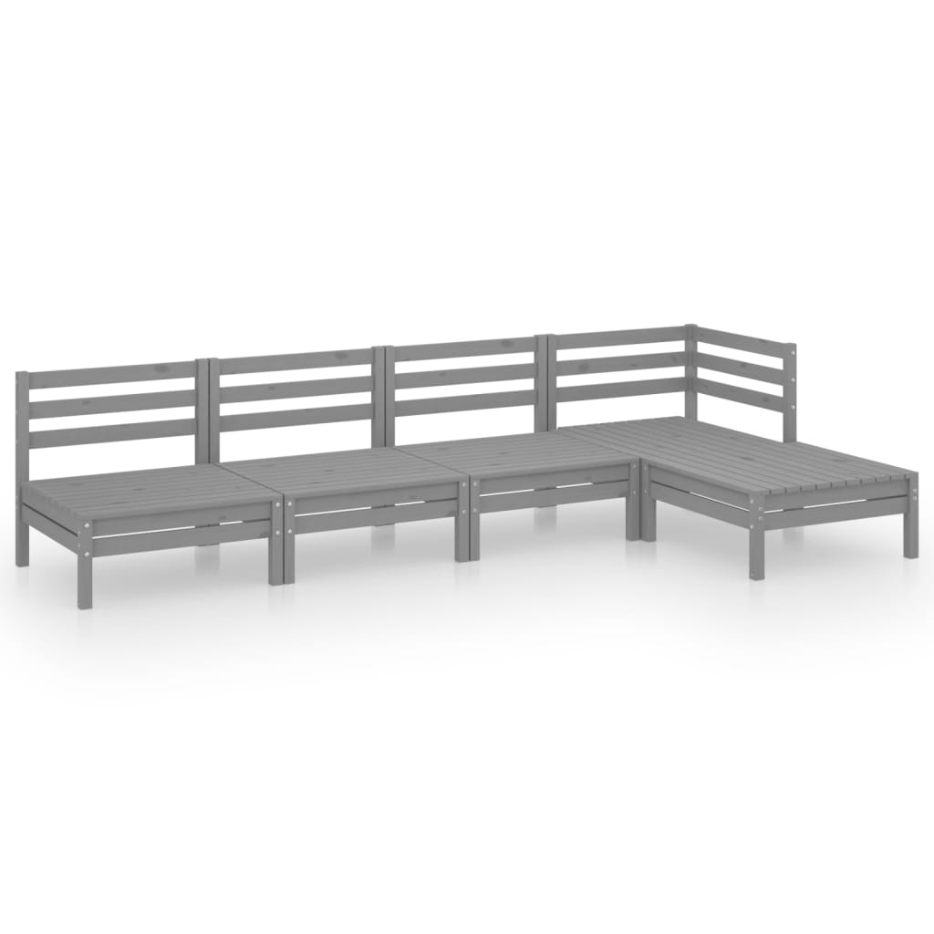 Garden Lounge Set Grey Solid pinewood Medium Modular