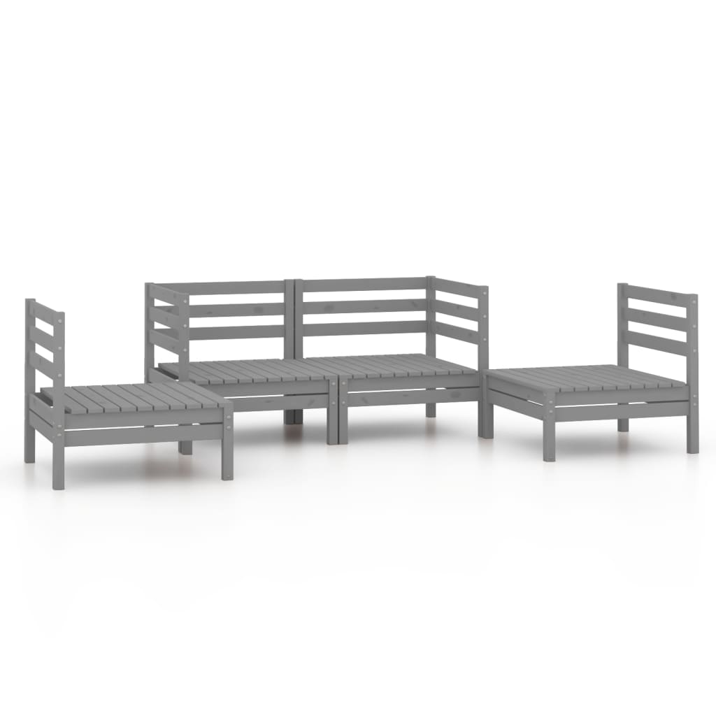 Garden Lounge Set Grey Solid pinewood Medium Modular
